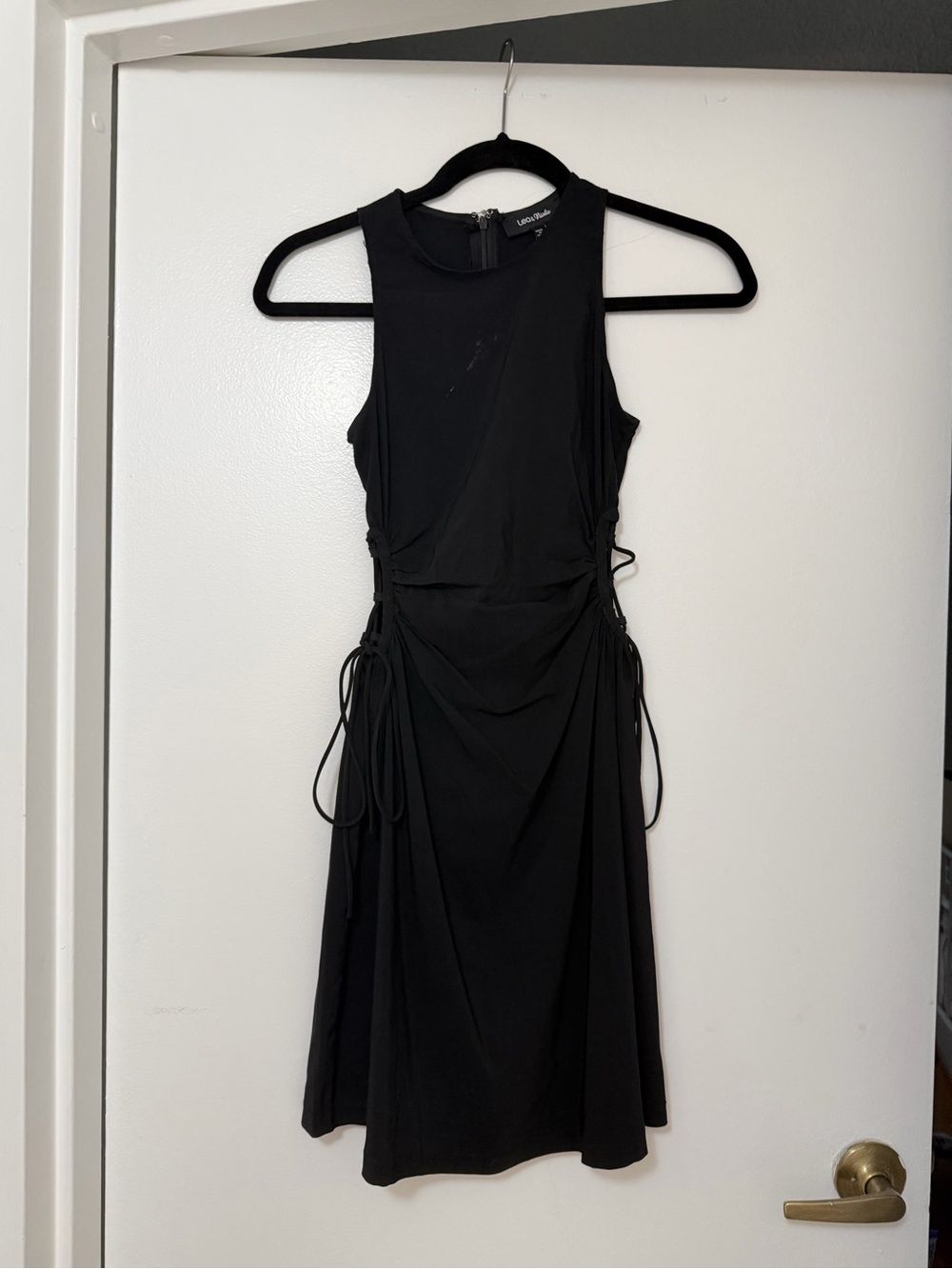 Black Sleeveless Mini Dress with Corset Cut Out Sides